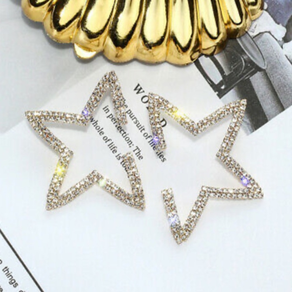 Star 19k Gold Plated Stud Earrings  A Pair/set - Picture 9 of 9